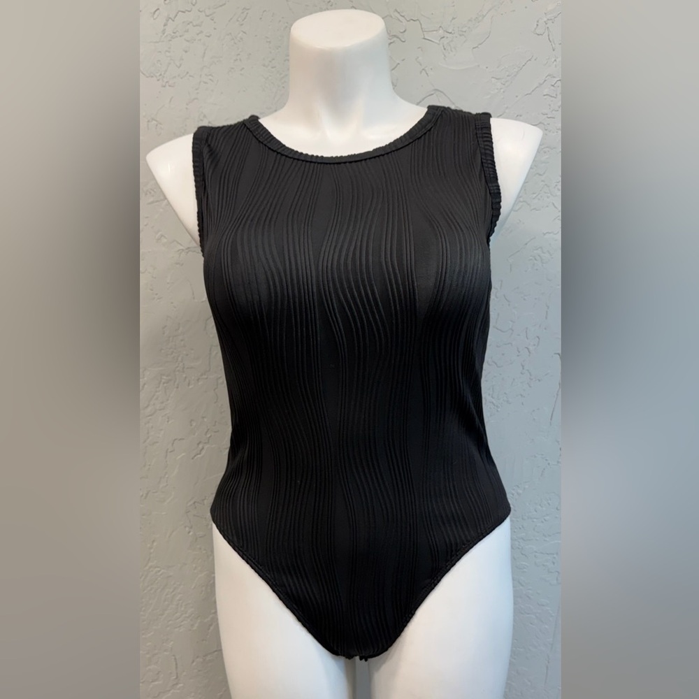 SHEIN Curve Black Ribbed Bodysuit Sleeveless Stretch Tank Top 1XL